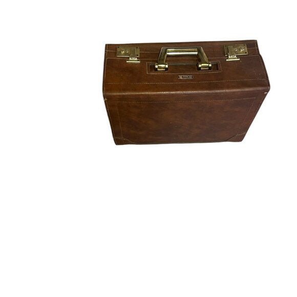 Vtg Stradellina Brown Leather Salesman Briefcase Hardcase Structured Bag Travel - Picture 6 of 10
